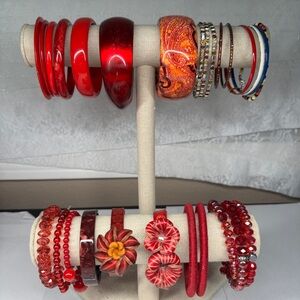 Red bangle bracelet lot bundle